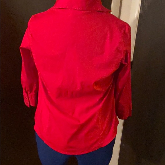Bright red button down -3Quarter length sleeves - Picture 3 of 3